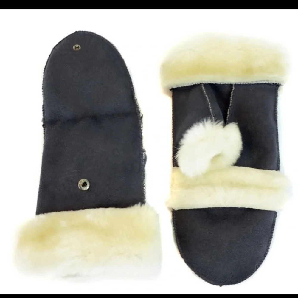 Surell Faux Shearling Flip-Top Mittens Gray Size M New without tag